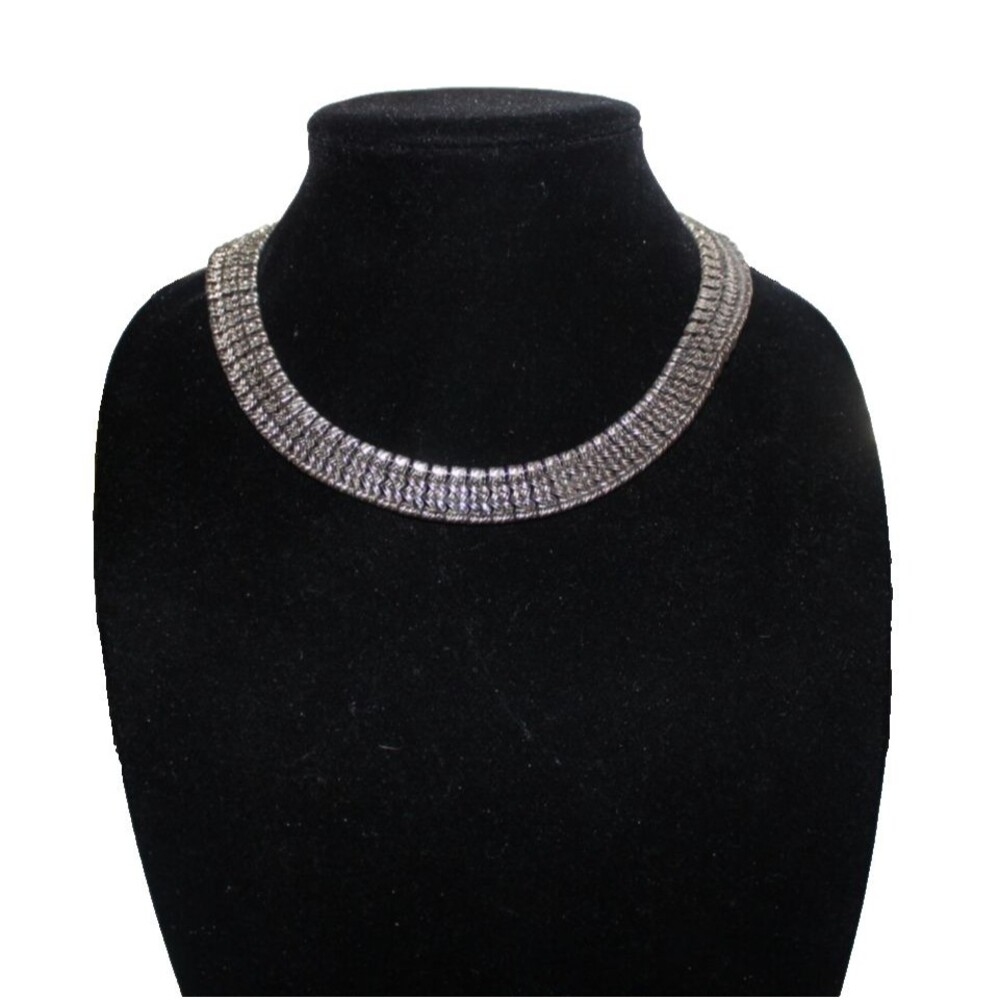 Vintage Signed Napier Silver Tone Mesh Choker 15 in